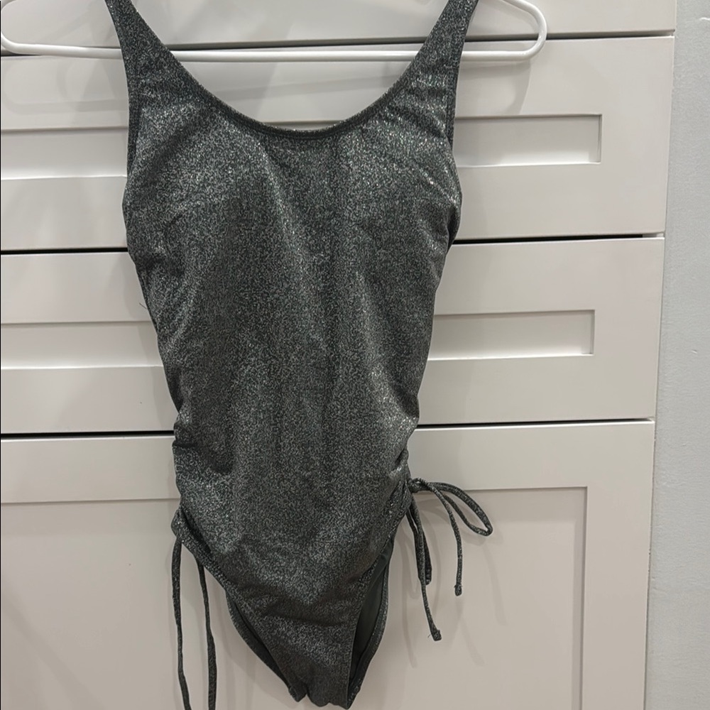 Xhilaration Shimmering Gray One Piece Swimsuit